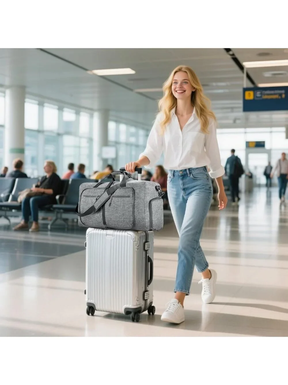 Spacious Foldable Travel Duffle Bag with Shoe Compartment - 65L/85L/115L Options